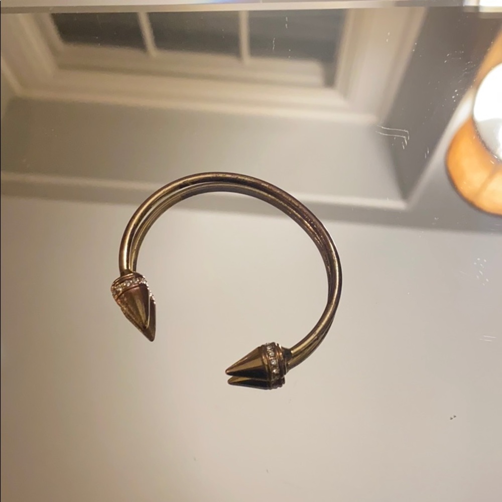 Spiked Gold and Crystal Cuff Bracelet